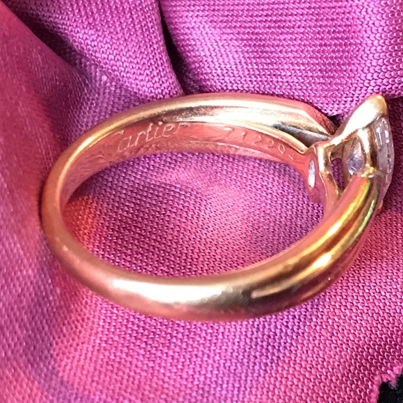 Cartier Diamond Marquis Solitaire Engagement Tri Gold Ring EUC - Picture 6 of 9